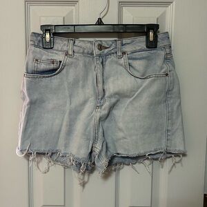 Topshop Light Blue Frayed Jean Shorts